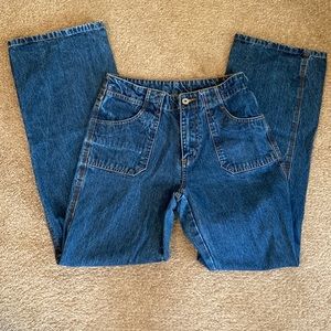 Vintage Style Boot Cut Wide Pocket Jeans